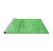 Sideview of Machine Washable Abstract Emerald Green Modern Area Rugs, wshabs436emgrn