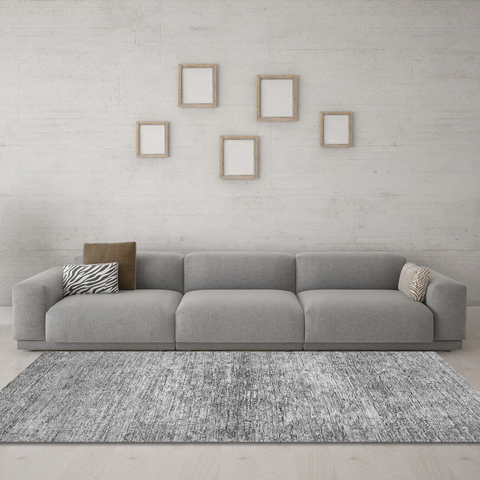 Machine Washable Abstract Gray Modern Rug in a Living Room,, wshabs436gry