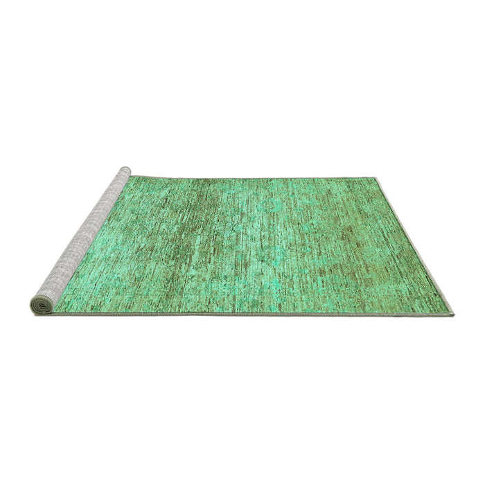 Sideview of Machine Washable Abstract Turquoise Modern Area Rugs, wshabs436turq