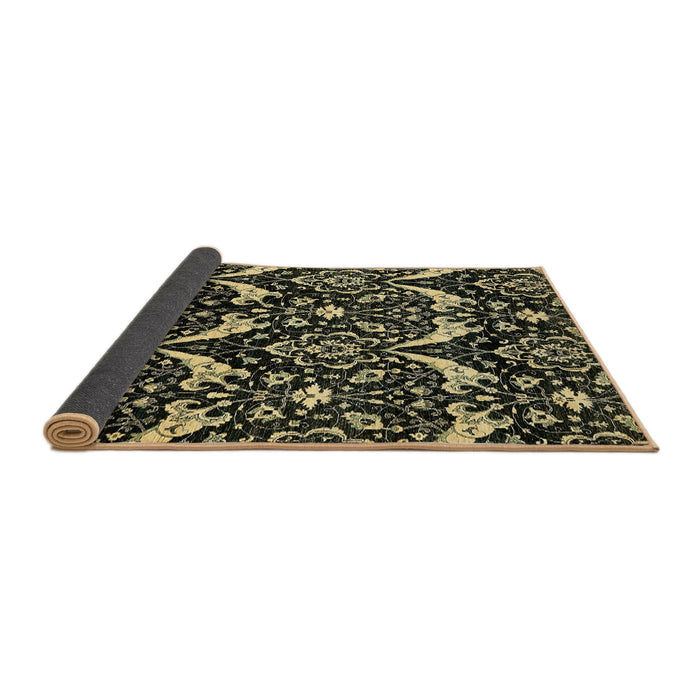 Sideview of Abstract Copper Green Modern Rug, abs437