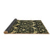 Sideview of Abstract Copper Green Modern Rug, abs437