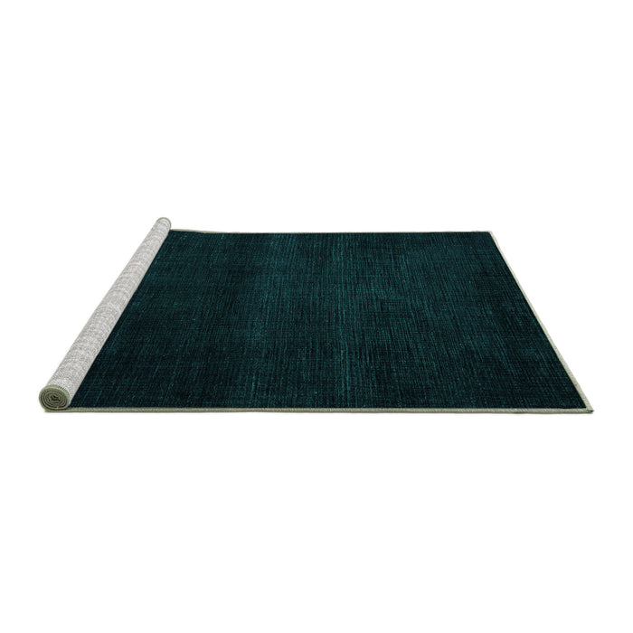 Sideview of Machine Washable Abstract Turquoise Modern Area Rugs, wshabs4370turq