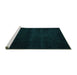 Sideview of Machine Washable Abstract Turquoise Modern Area Rugs, wshabs4370turq