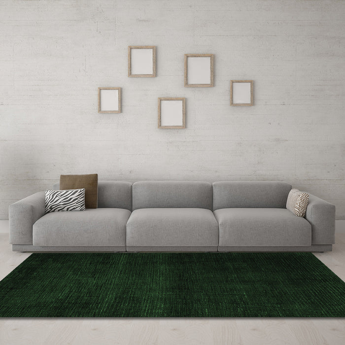 Machine Washable Abstract Emerald Green Modern Area Rugs in a Living Room,, wshabs4370emgrn