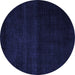 Round Abstract Blue Modern Rug, abs4370blu