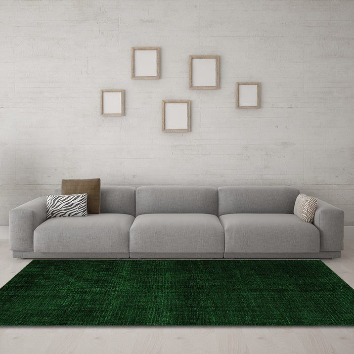 Machine Washable Abstract Green Modern Area Rugs in a Living Room,, wshabs4370grn