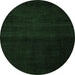 Round Machine Washable Abstract Emerald Green Modern Area Rugs, wshabs4370emgrn