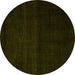 Round Abstract Yellow Modern Rug, abs4370yw