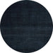 Round Machine Washable Abstract Black Rug, wshabs4370