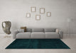 Machine Washable Abstract Turquoise Modern Area Rugs in a Living Room,, wshabs4370turq