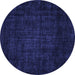 Round Abstract Blue Modern Rug, abs4371blu