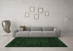 Machine Washable Abstract Emerald Green Modern Area Rugs in a Living Room,, wshabs4371emgrn