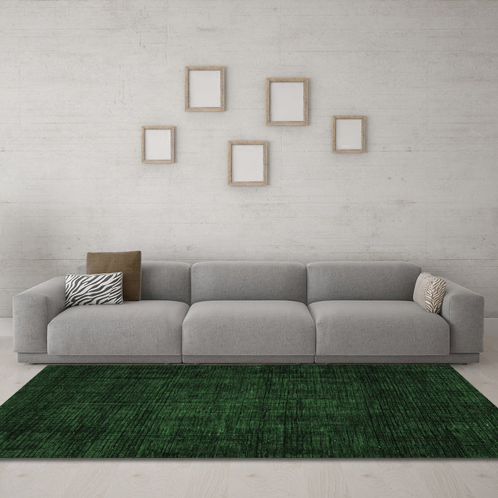 Machine Washable Abstract Emerald Green Modern Area Rugs in a Living Room,, wshabs4371emgrn