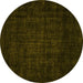 Round Machine Washable Abstract Yellow Modern Rug, wshabs4371yw