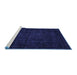 Sideview of Machine Washable Abstract Blue Modern Rug, wshabs4371blu