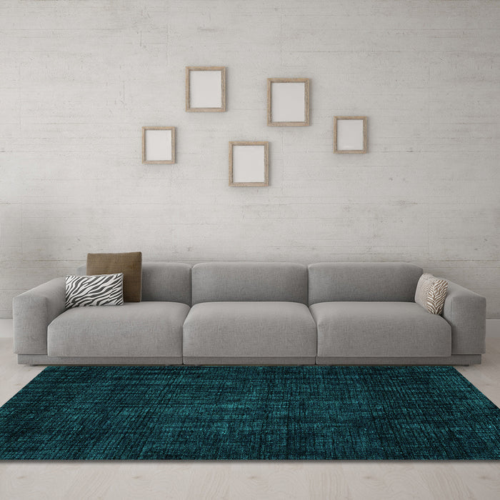 Machine Washable Abstract Turquoise Modern Area Rugs in a Living Room,, wshabs4371turq