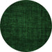 Round Machine Washable Abstract Green Modern Area Rugs, wshabs4371grn