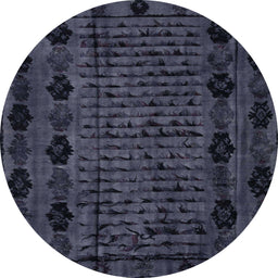 Round Abstract Blue Modern Rug, abs4372