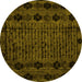 Round Machine Washable Abstract Yellow Modern Rug, wshabs4372yw