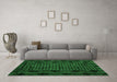 Machine Washable Abstract Green Modern Area Rugs in a Living Room,, wshabs4372grn