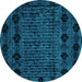 Round Machine Washable Abstract Light Blue Modern Rug, wshabs4372lblu