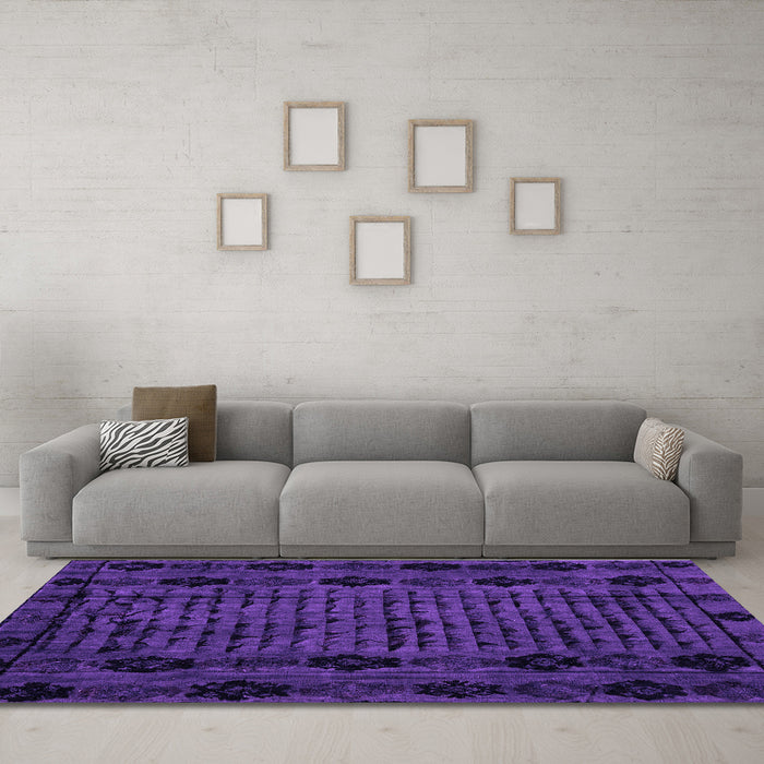 Machine Washable Abstract Purple Modern Area Rugs in a Living Room, wshabs4372pur