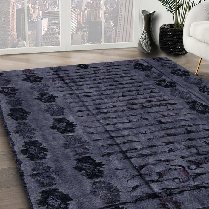 Machine Washable Abstract Night Blue Rug in a Family Room, wshabs4372