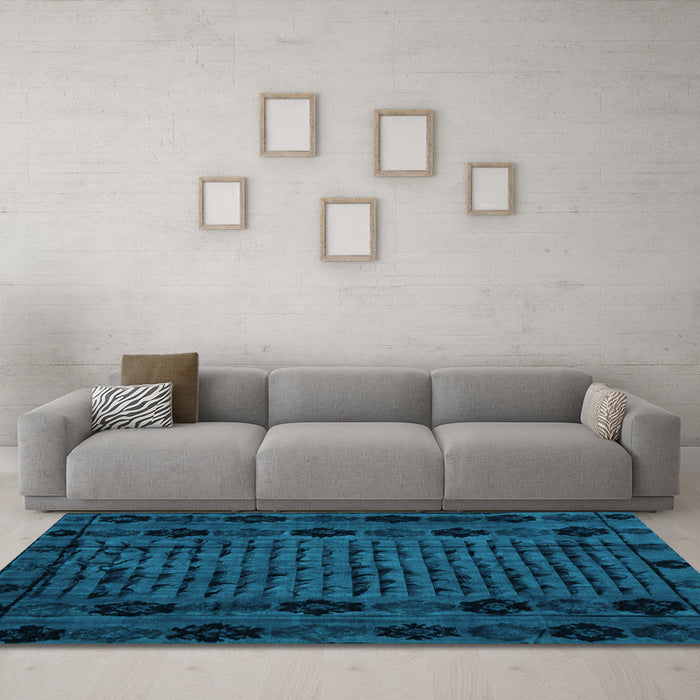 Machine Washable Abstract Light Blue Modern Rug in a Living Room, wshabs4372lblu