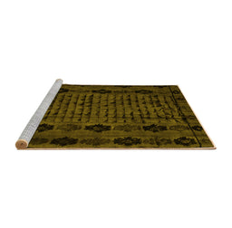 Sideview of Machine Washable Abstract Yellow Modern Rug, wshabs4372yw