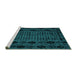 Sideview of Machine Washable Abstract Turquoise Modern Area Rugs, wshabs4372turq