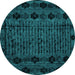 Round Abstract Turquoise Modern Rug, abs4372turq