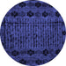 Round Machine Washable Abstract Blue Modern Rug, wshabs4372blu