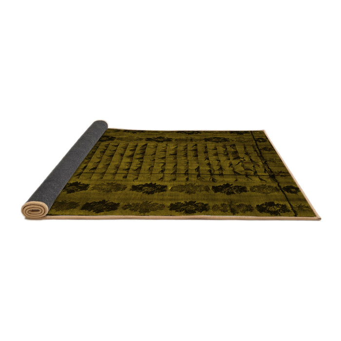 Sideview of Abstract Yellow Modern Rug, abs4372yw