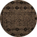 Round Machine Washable Abstract Brown Modern Rug, wshabs4372brn