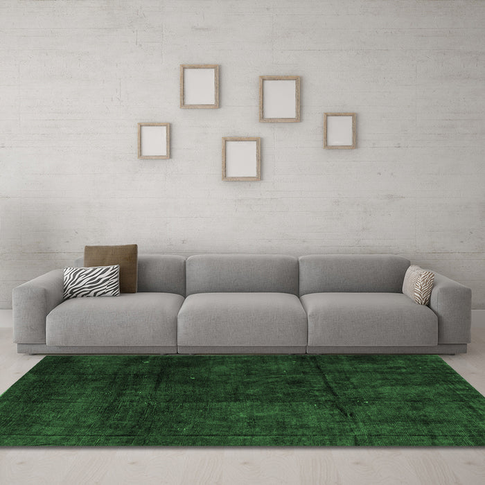 Machine Washable Abstract Emerald Green Modern Area Rugs in a Living Room,, wshabs4373emgrn