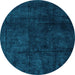 Round Machine Washable Abstract Light Blue Modern Rug, wshabs4373lblu