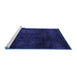 Sideview of Machine Washable Abstract Blue Modern Rug, wshabs4373blu