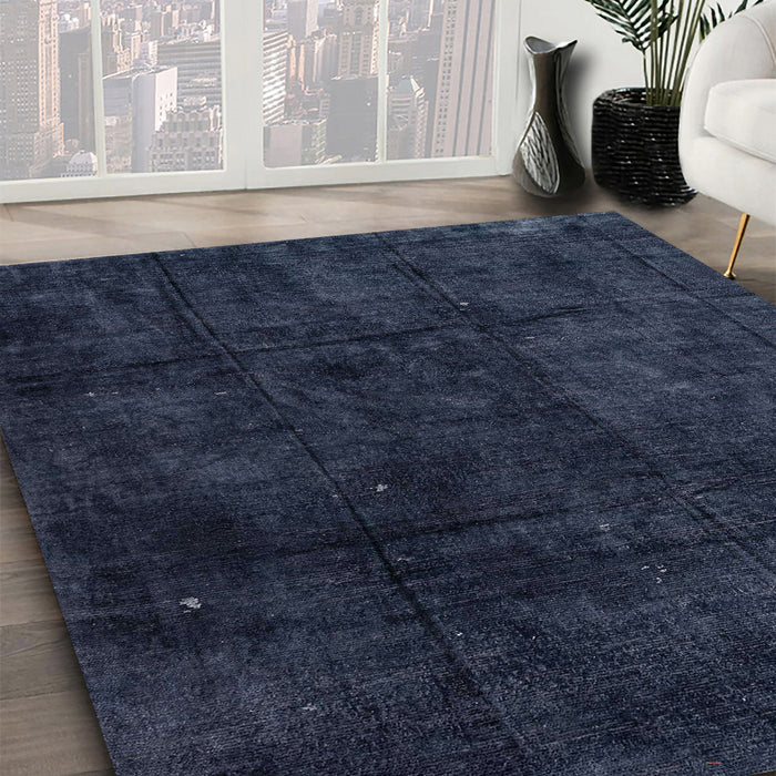 Machine Washable Abstract Night Blue Rug in a Family Room, wshabs4373
