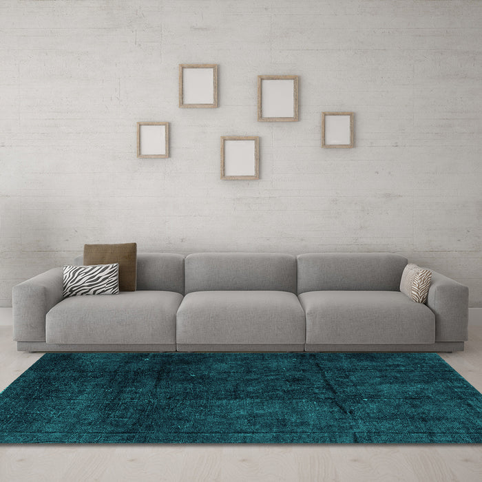 Machine Washable Abstract Turquoise Modern Area Rugs in a Living Room,, wshabs4373turq