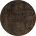 Round Abstract Brown Modern Rug, abs4373brn