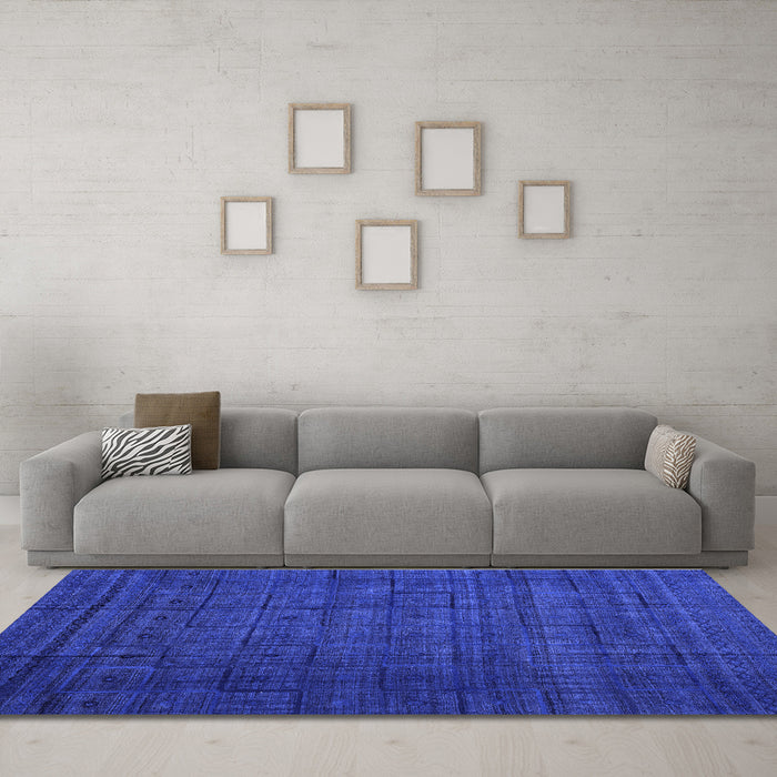 Machine Washable Abstract Blue Modern Rug in a Living Room, wshabs4374blu