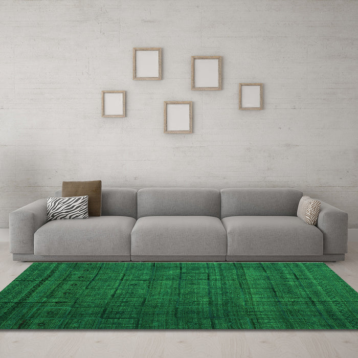 Machine Washable Abstract Green Modern Area Rugs in a Living Room,, wshabs4374grn