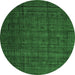 Round Abstract Emerald Green Modern Rug, abs4374emgrn