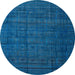 Round Abstract Blue Modern Rug, abs4374