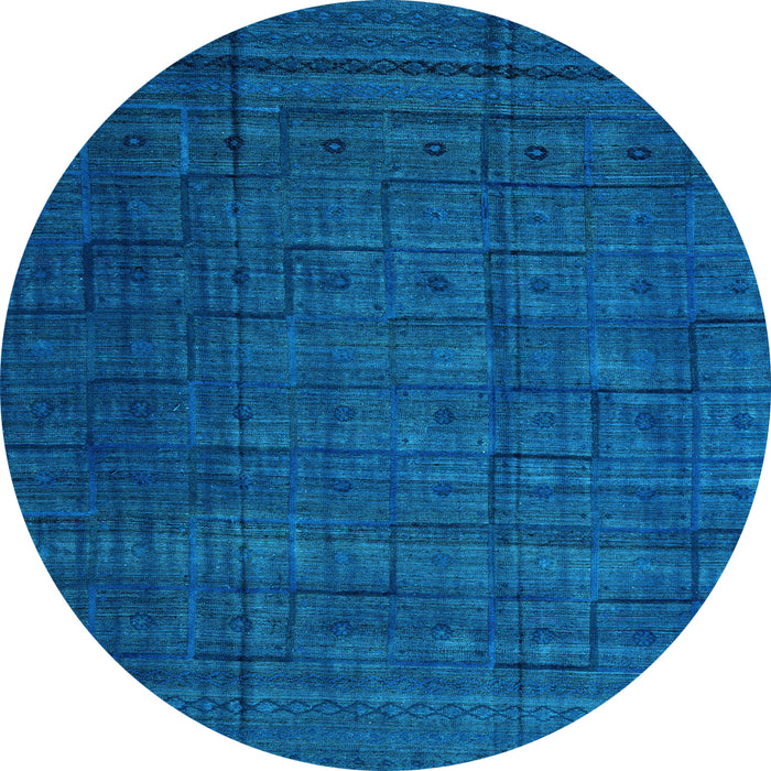Round Abstract Light Blue Modern Rug, abs4374lblu