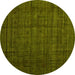 Round Machine Washable Abstract Yellow Modern Rug, wshabs4374yw