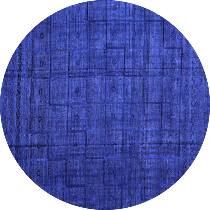 Round Abstract Blue Modern Rug, abs4374blu
