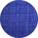 Round Abstract Blue Modern Rug, abs4374blu