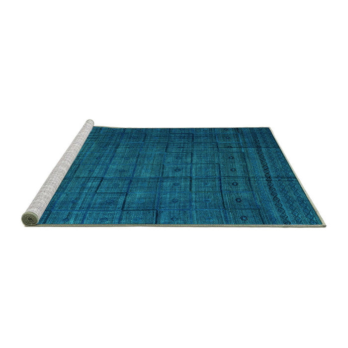 Sideview of Machine Washable Abstract Turquoise Modern Area Rugs, wshabs4374turq