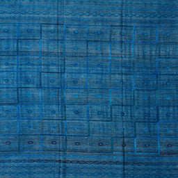 Square Machine Washable Abstract Blueberry Blue Rug, wshabs4374